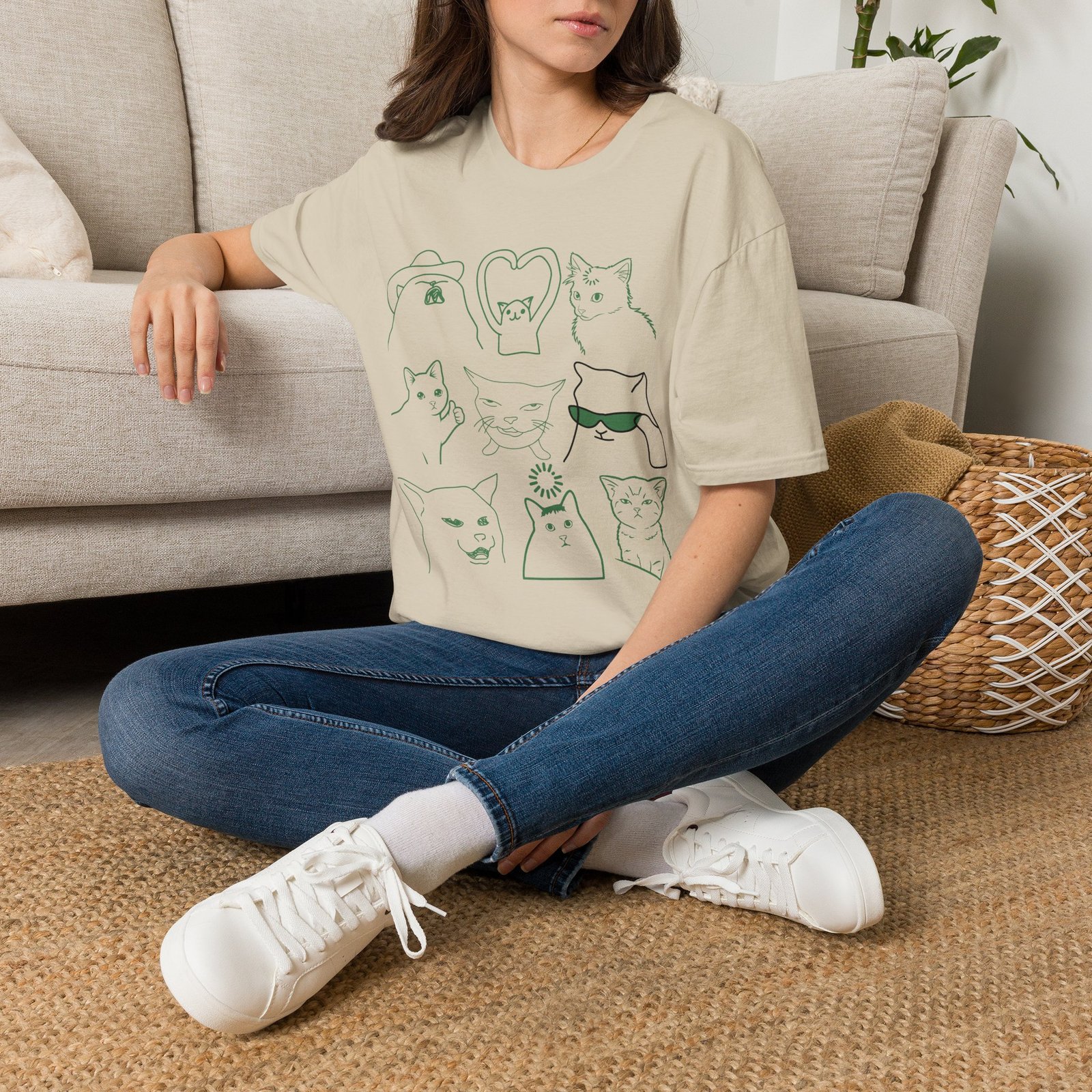 Funny Cats Vintage Line Art T-Shirt - Image 24