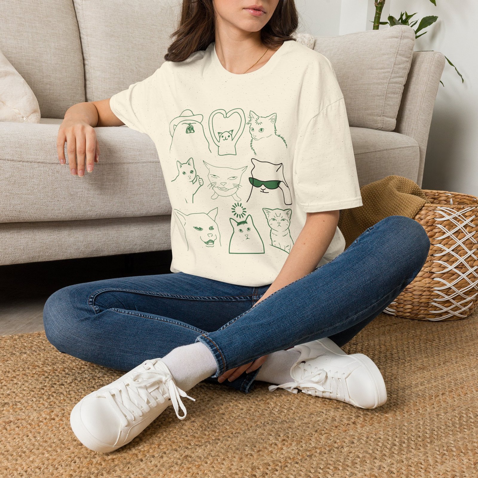 Funny Cats Vintage Line Art T-Shirt - Image 22