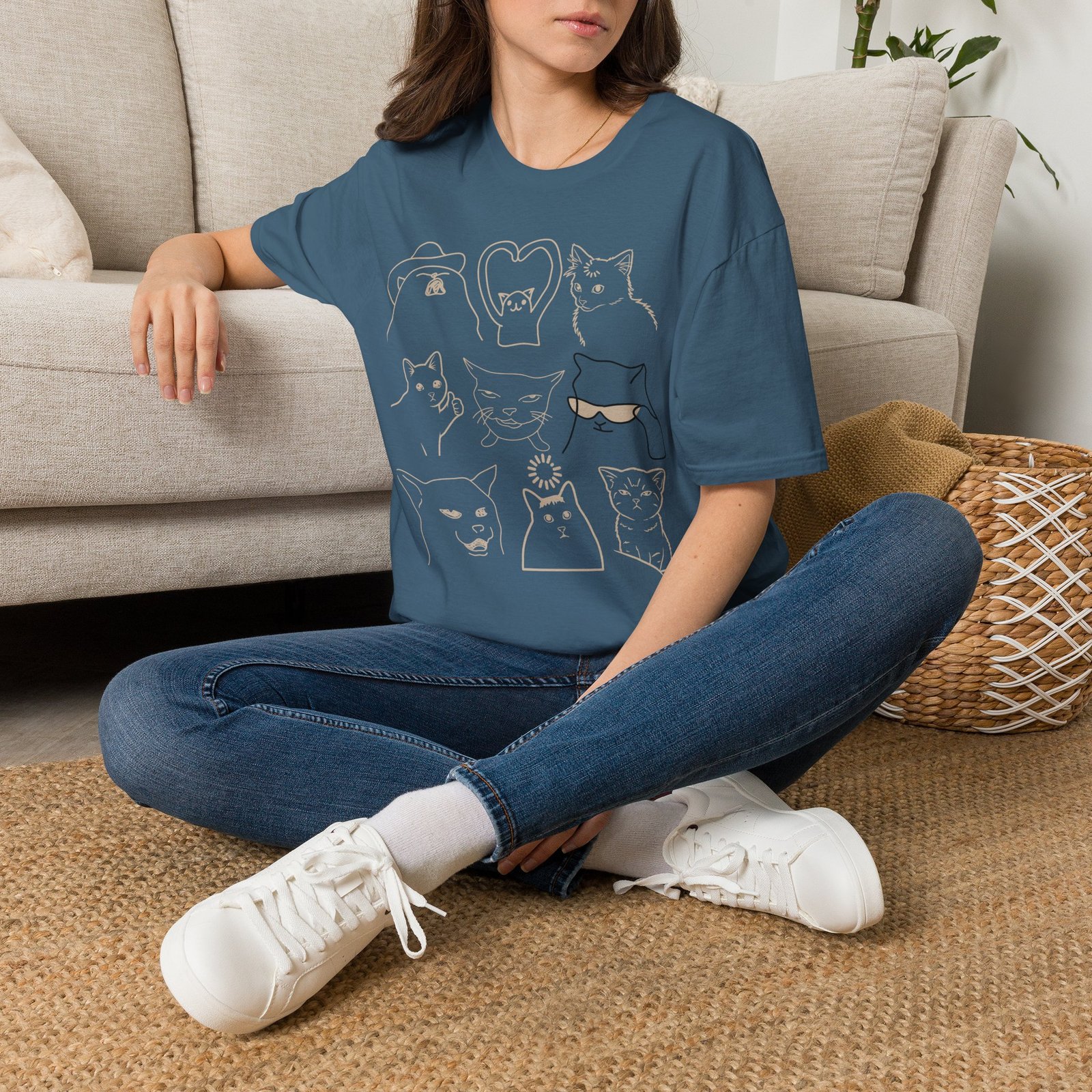 Funny Cats Vintage Line Art T-Shirt - Image 26