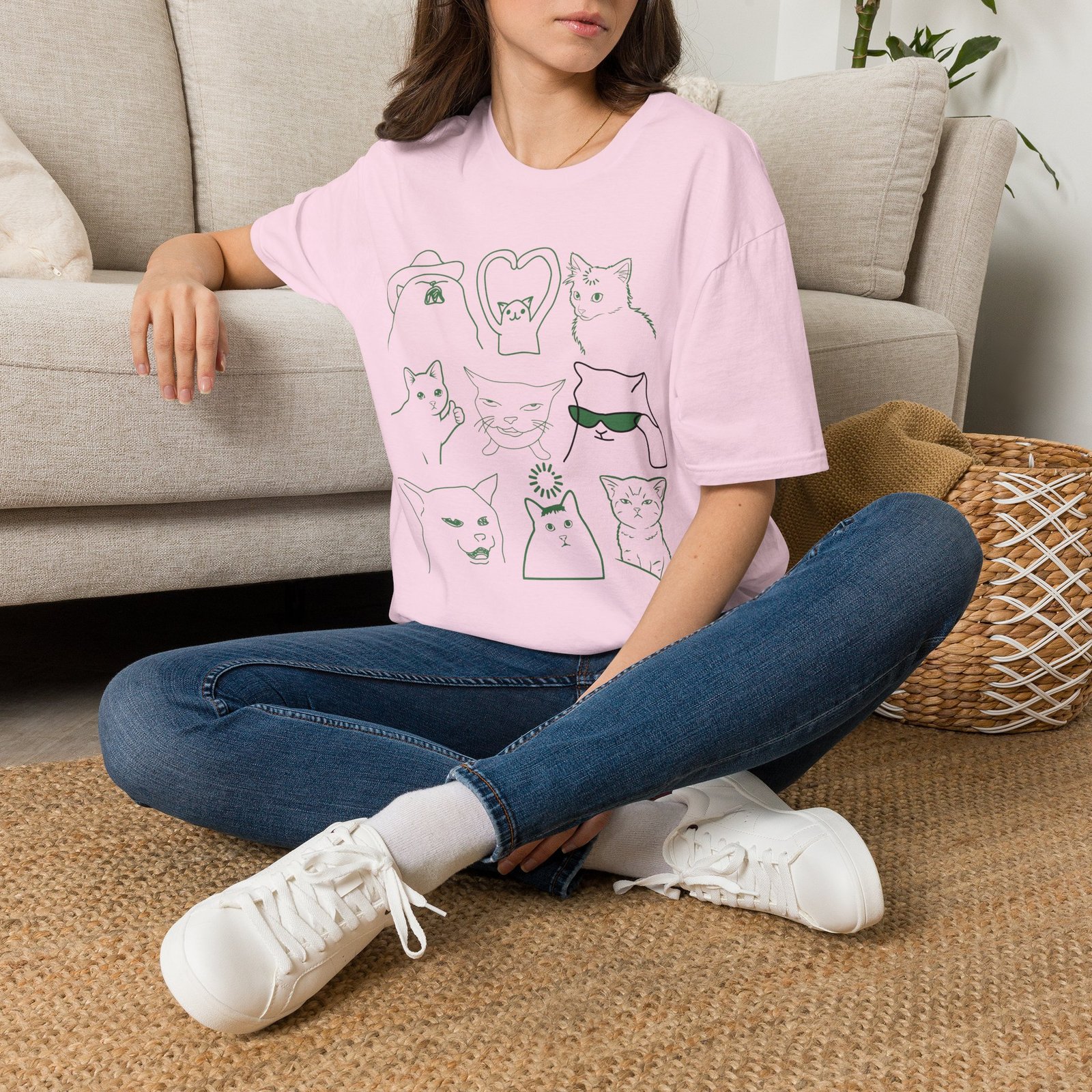 Funny Cats Vintage Line Art T-Shirt - Image 28