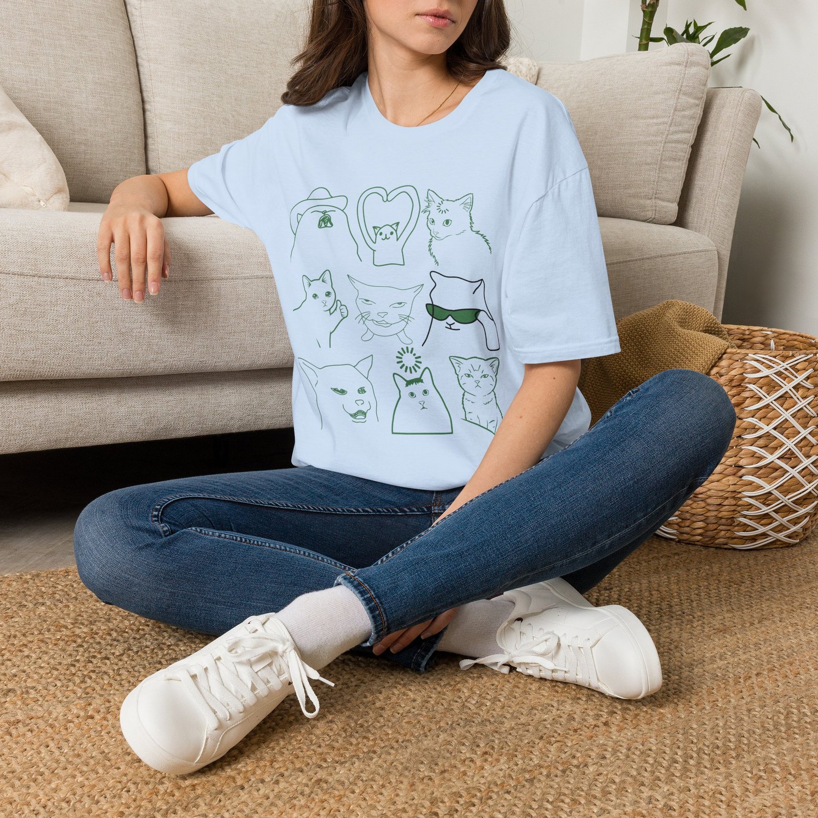Funny Cats Vintage Line Art T-Shirt - Image 5