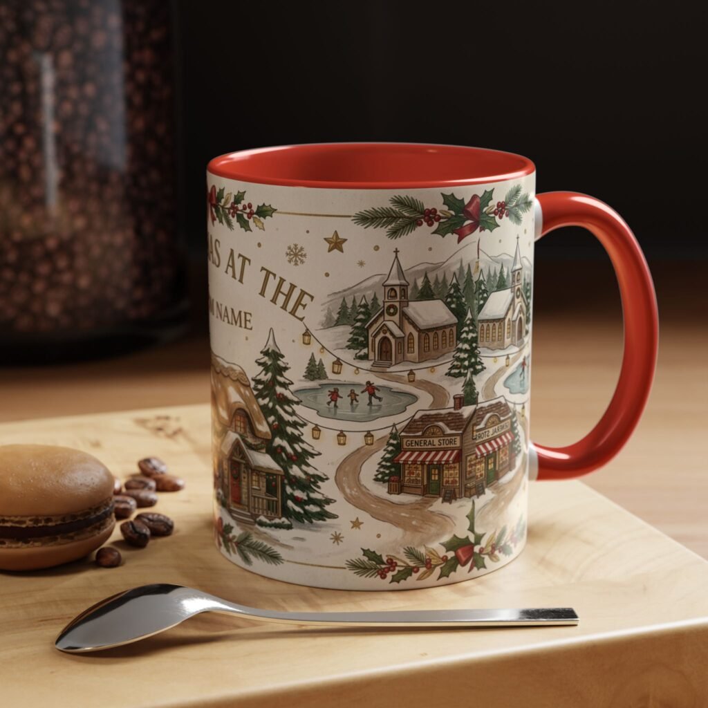 Personalized Christmas mug with custom family name
