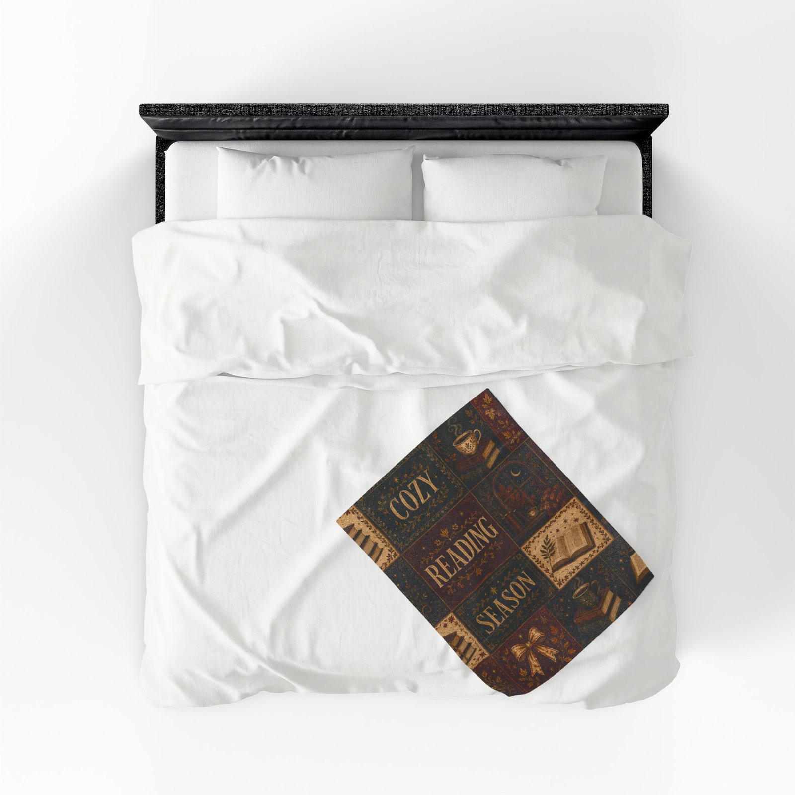 Vintage literary blanket on sofa