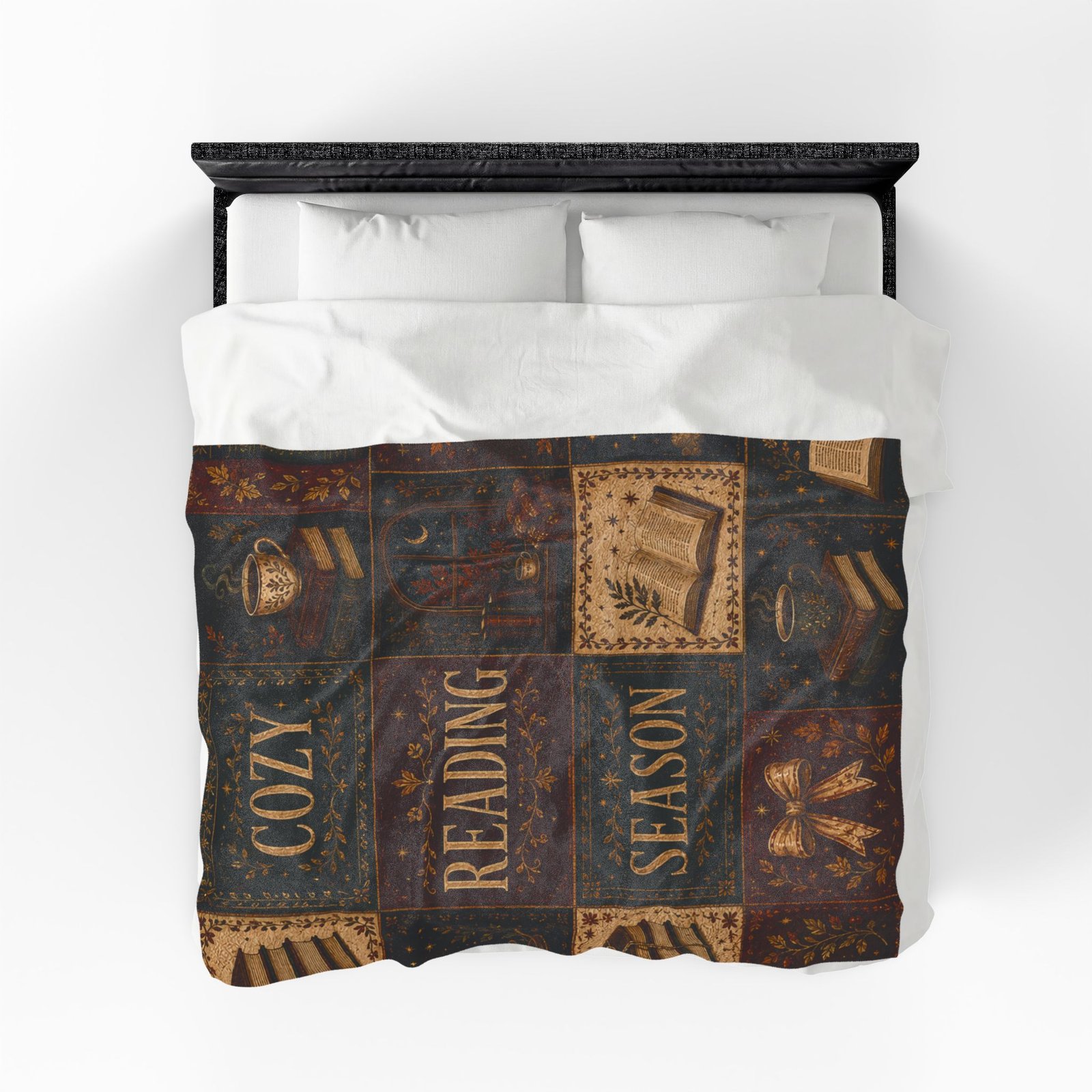 Vintage bookish blanket lifestyle mockup