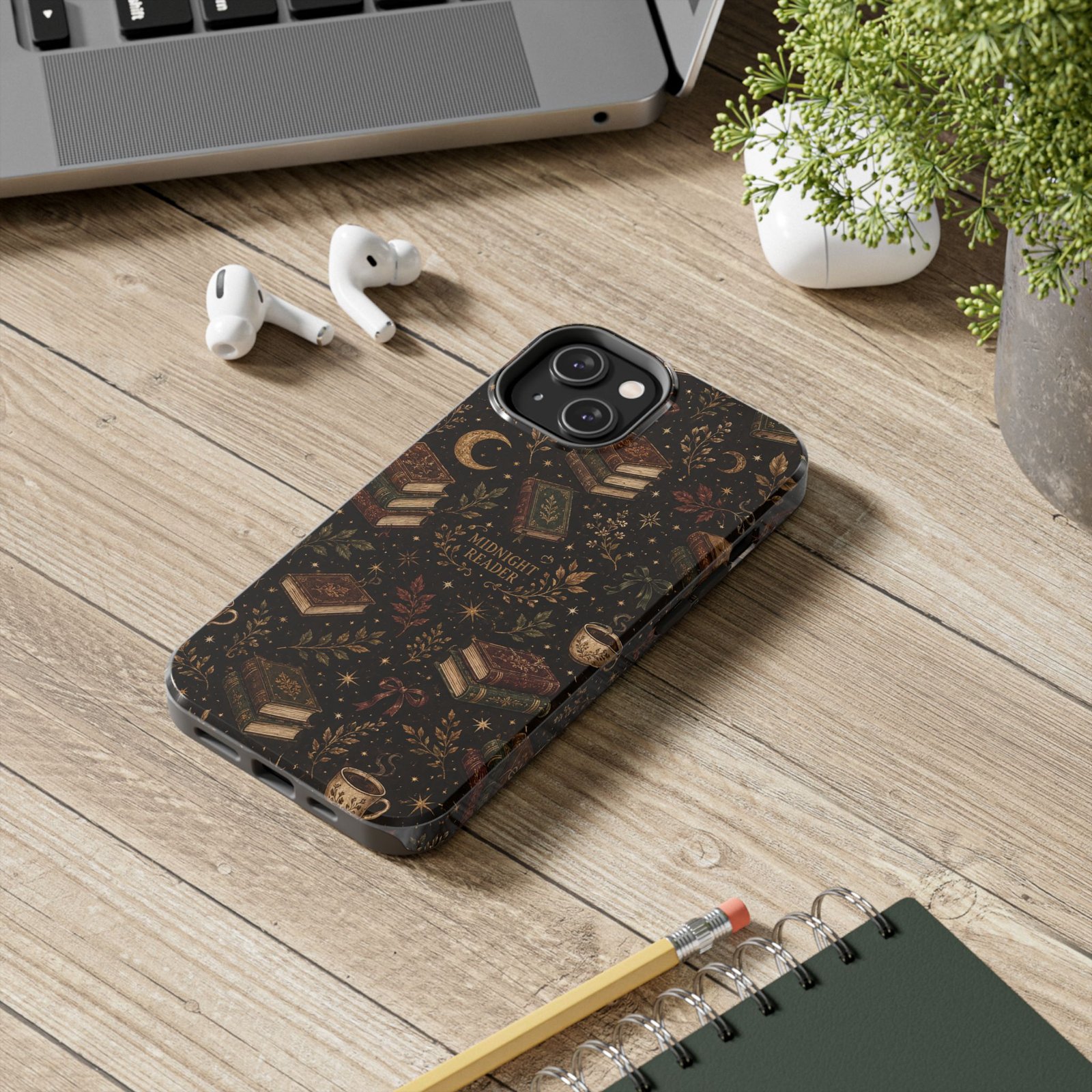 Midnight Reader phone case vintage book pattern
