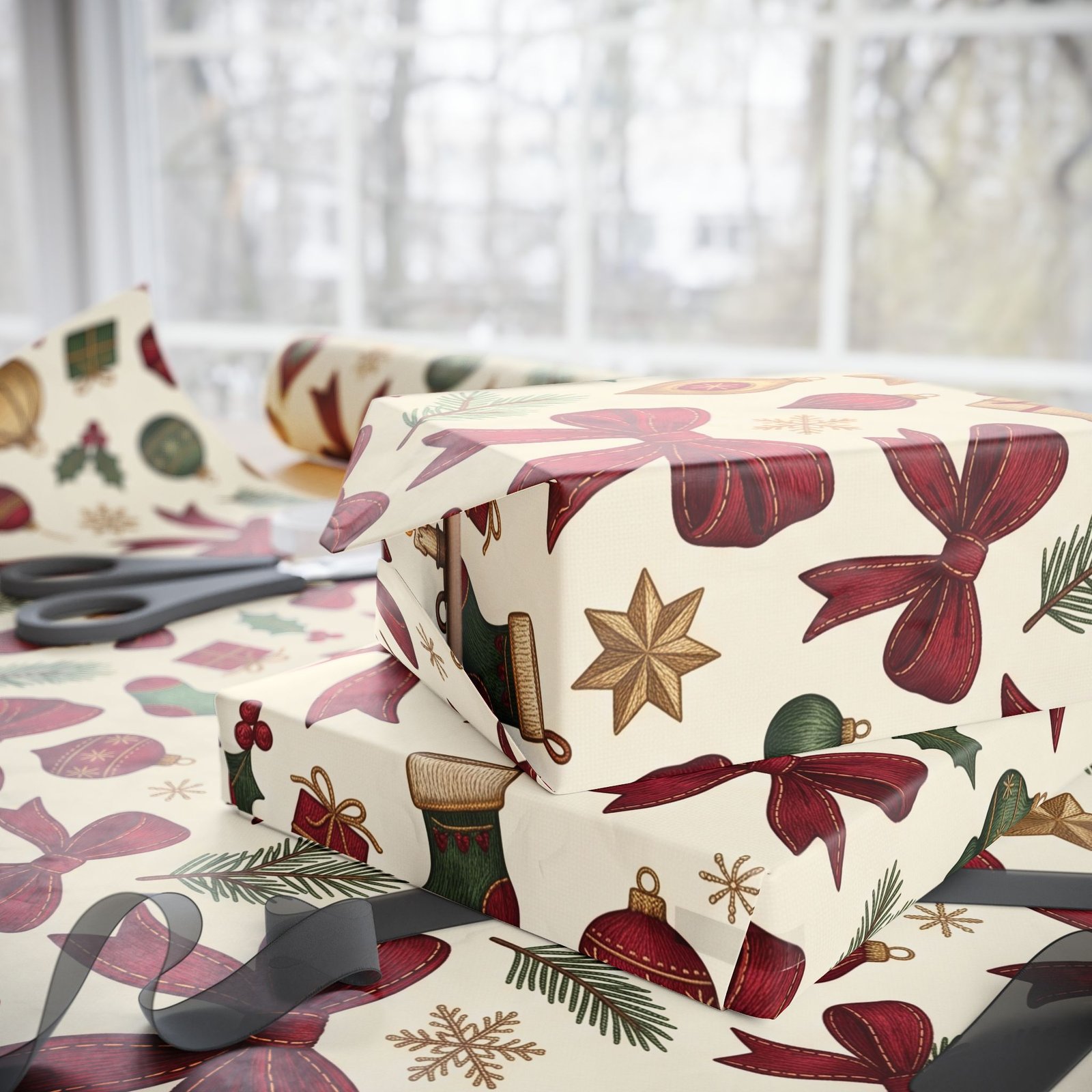 Vintage Christmas gift wrap roll