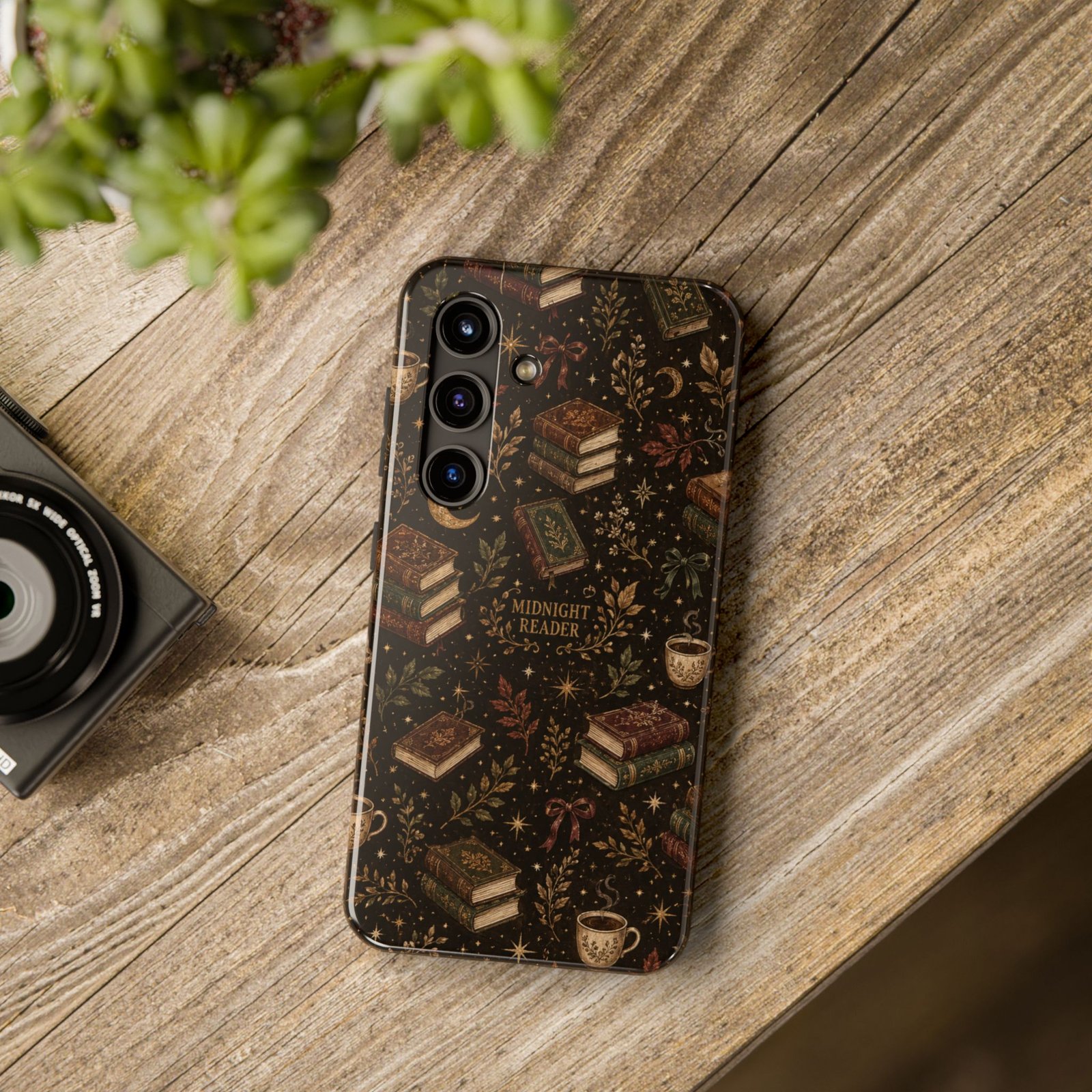 Dark academia bookish phone case lifestyle mockup