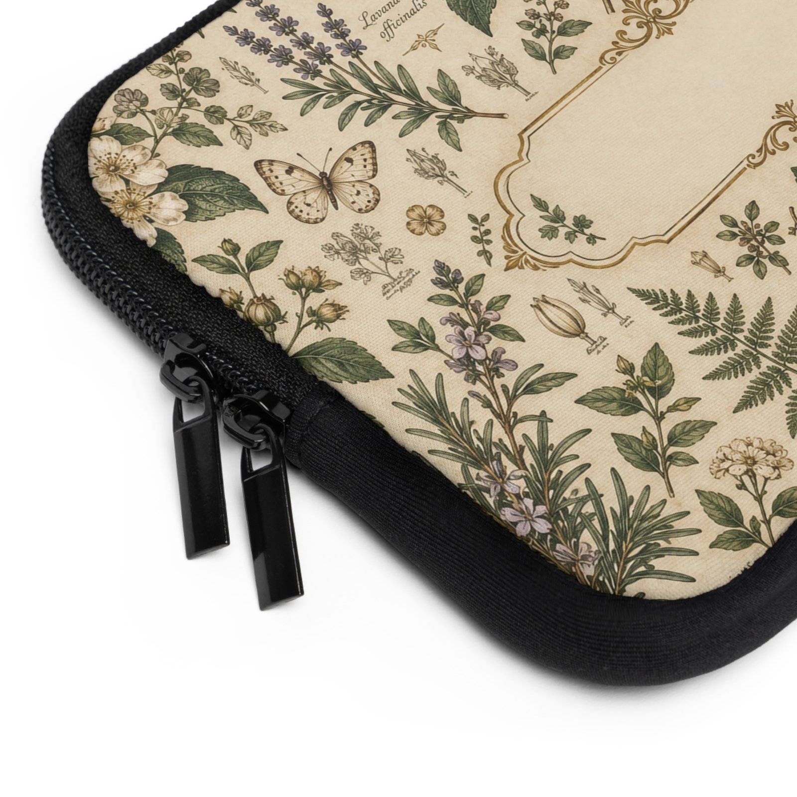 Botanical laptop sleeve black back