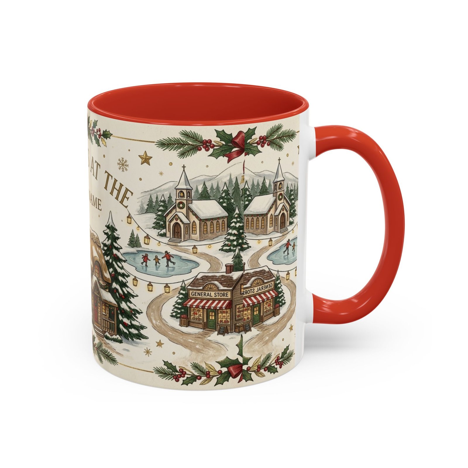 Christmas cottage family mug