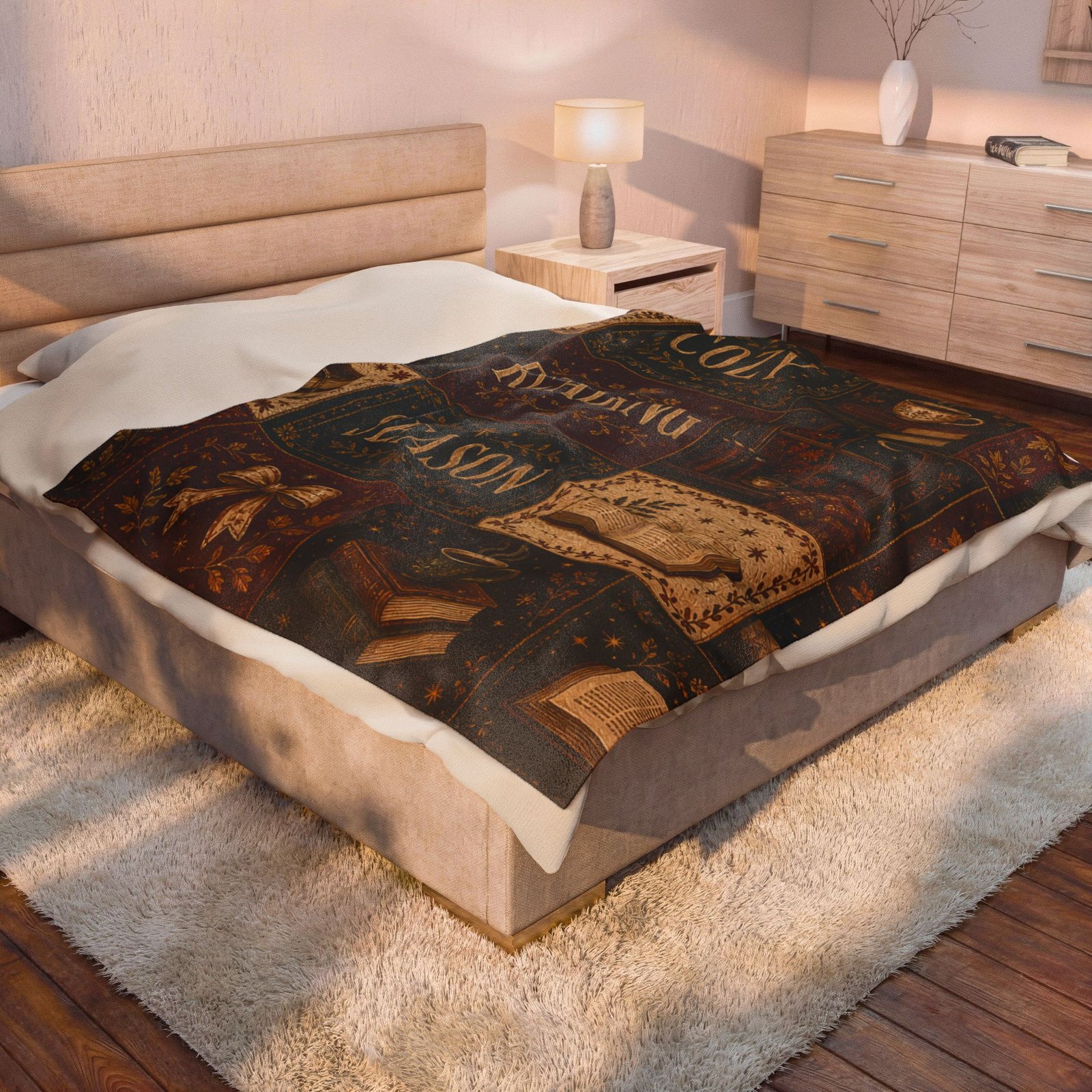 Dark academia reading blanket