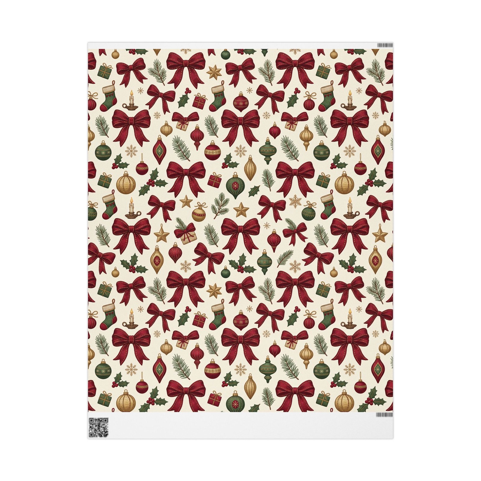 Vintage Christmas Bow Wrapping Paper - Image 2
