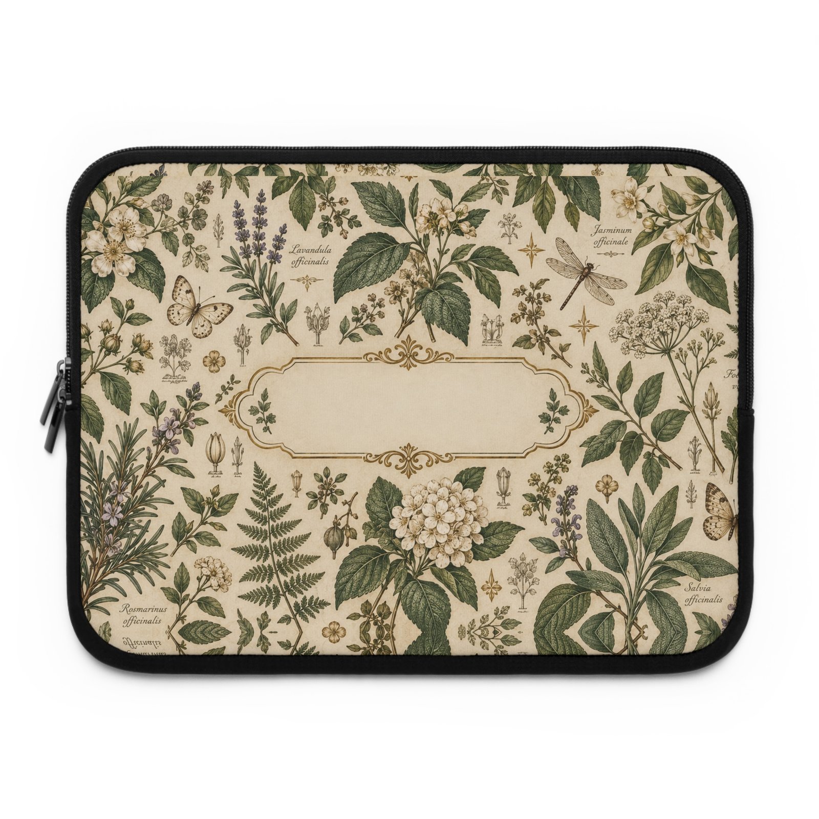Vintage botanical laptop sleeve detail
