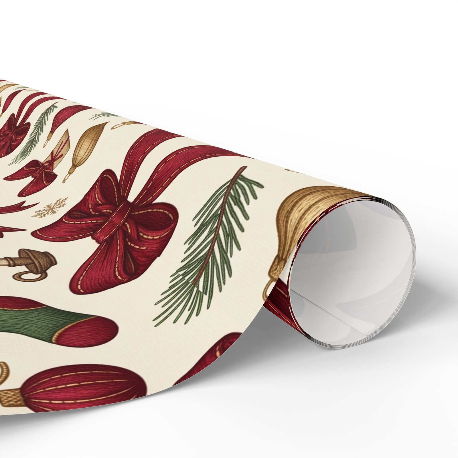 Cranberry bow Christmas gift wrap