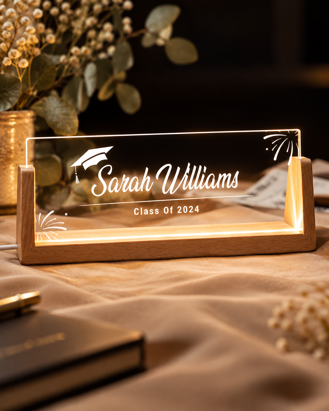 Personalized LED desk plaque with custom name