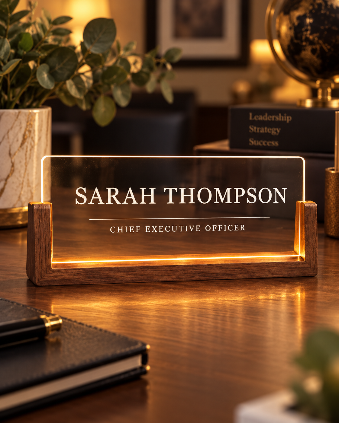 LED acrylic name plate for office desk