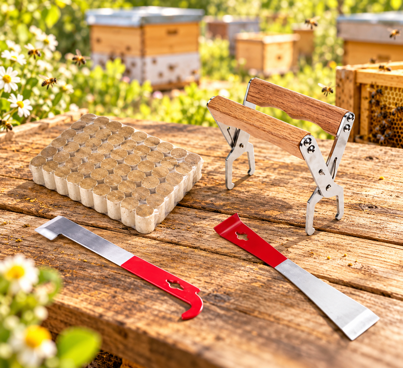 Beekeeping hive tools and smoker for hive maintenance